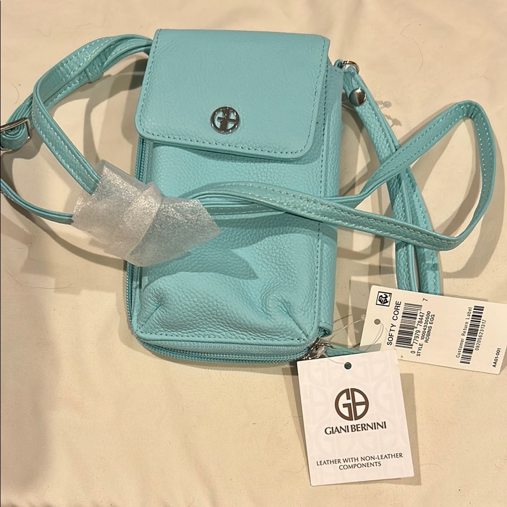 Giani Bernini Blue Crossbody Bag with Silver-Tone Hardware